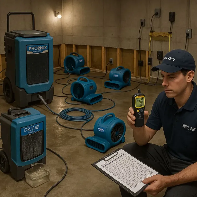 Structural Drying and Dehumidification process in Hillsboro, KS